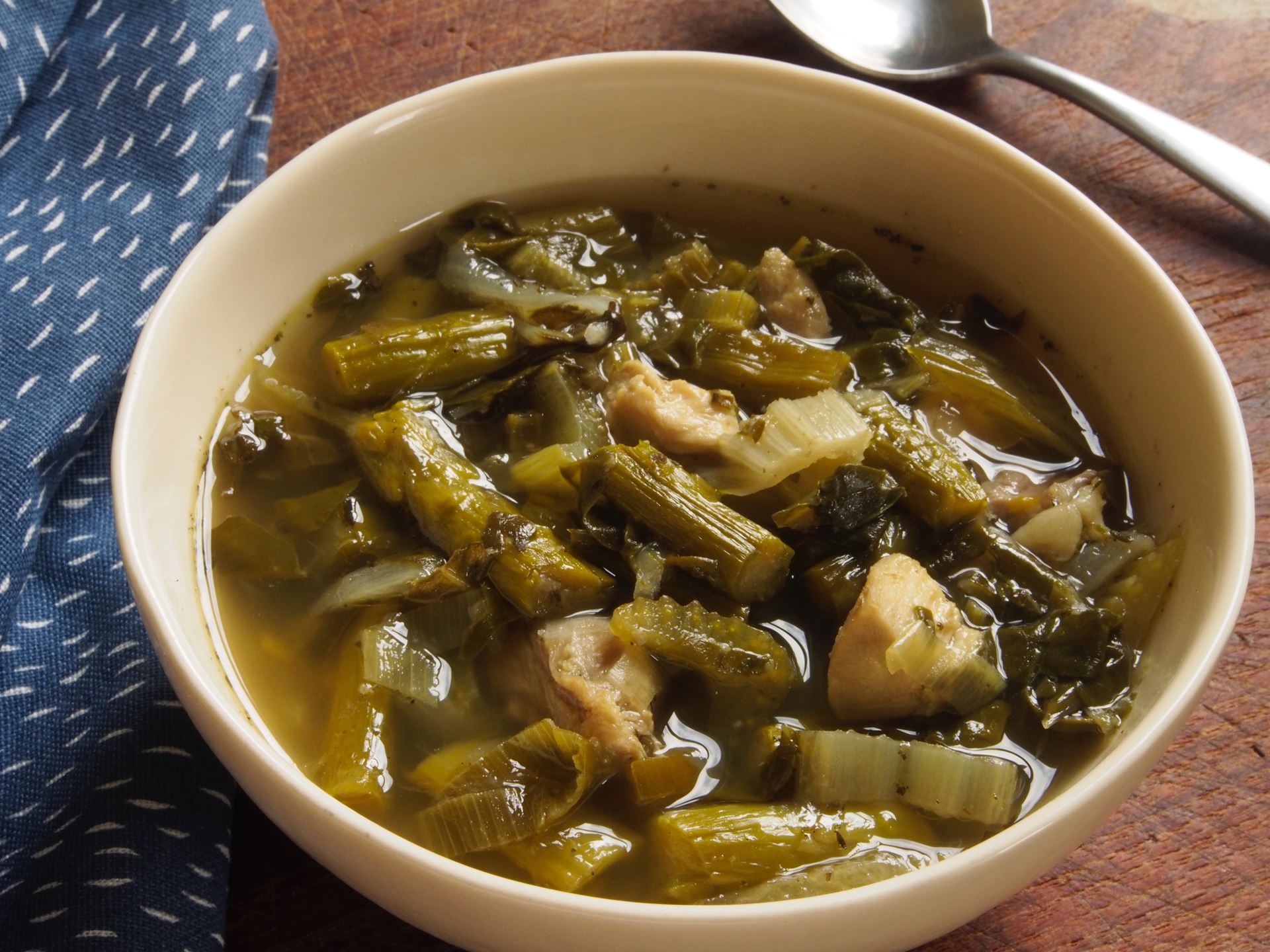 Picture of Frozen -- Chicken-Vegetable Soup with Asparagus and Chard 22 oz.