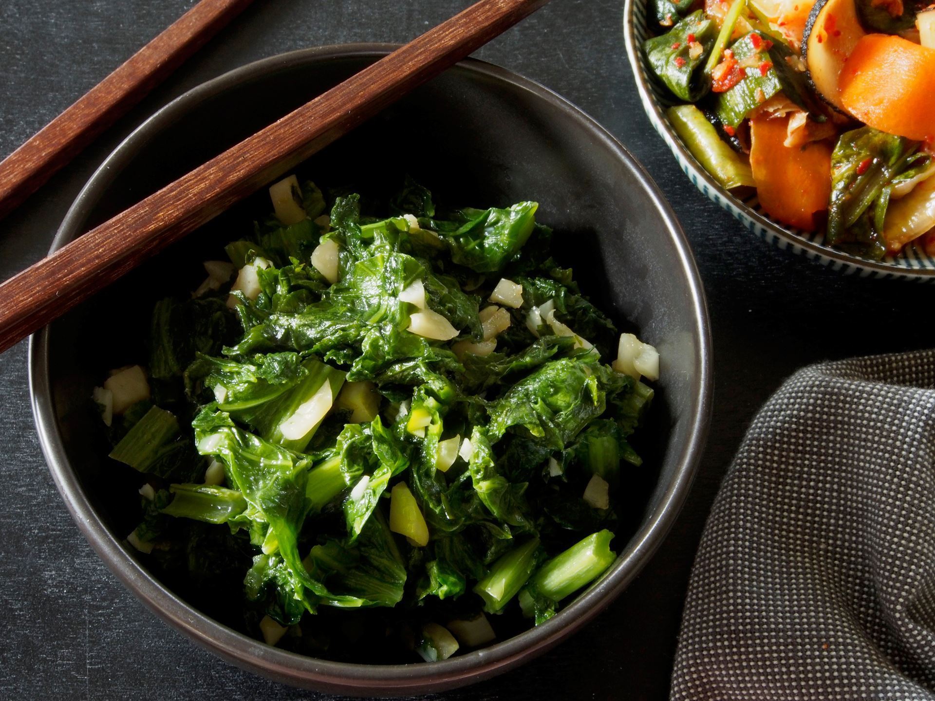 Picture of Frozen -- Braised Garlicky Mustard Greens and Kale (Vegan)